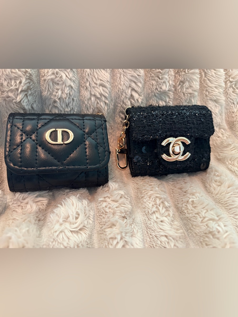 Leather and Tweed EarPod Holders with Gold Hardware SOLD SEPARATELY
